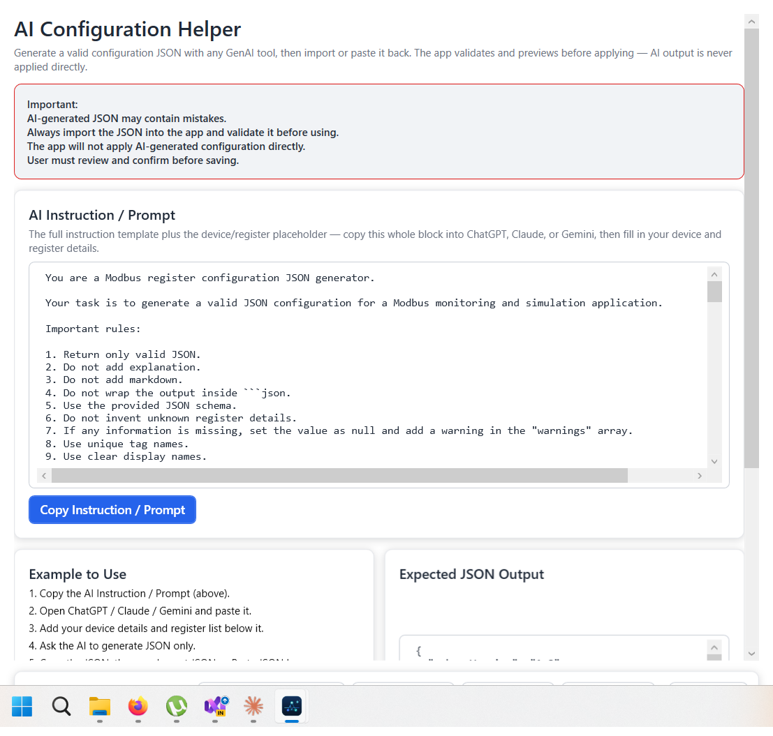 AI Configurator Helper screen