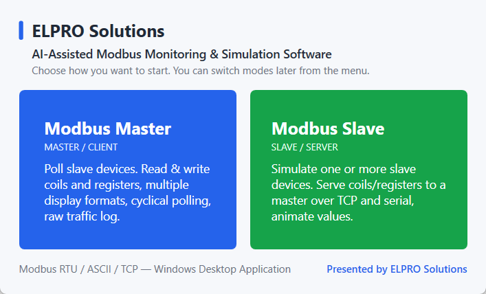 Mode selection screenshot